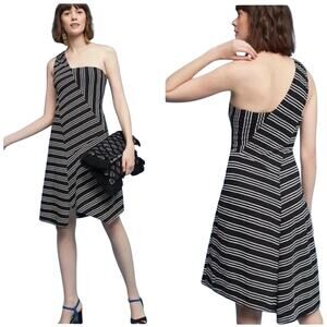 ANTHROPOLOGIE MAEVE Women’s Moke One Shoulder Black and White Dress